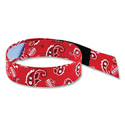 Ergodyne Chill-Its 6705CT Cooling PVA Hook and Loop Bandana Headband, One Size Fits Most, Red Western