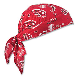 Ergodyne Chill-Its 6710 Cooling Embedded Polymers Tie Bandana Triangle Hat, One Size Fit Most, Red Western