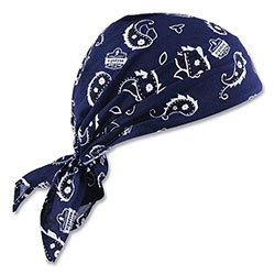 Ergodyne Chill-Its 6710 Cooling Embedded Polymers Tie Bandana Triangle Hat, One Size Fit Most, Navy Westrn