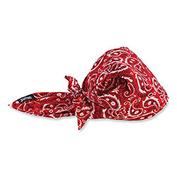 Ergodyne Chill-Its 6710CT Cooling PVA Tie Bandana Triangle Hat, One Size Fits Most, Red Western