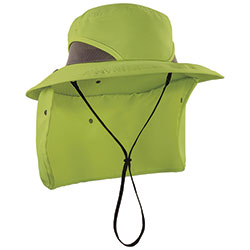 Ergodyne Chill-Its 8934 Ranger Hat with Neck Shade, Microfiber/Polyester, Large/X-Large, Lime