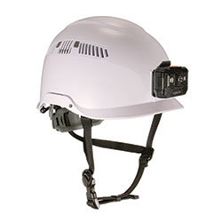 Ergodyne Class C Safety Helmet with LED Light and Adjustable Venting, 6-Point Rachet Suspension, White