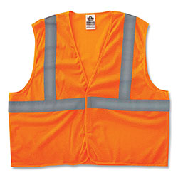 Ergodyne GloWear 8205HL Class 2 Super Economy Mesh Vest, Polyester, Orange, X-Small