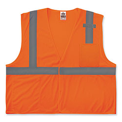 Ergodyne GloWear 8210HL Class 2 Economy Mesh Hook and Loop Vest, Polyester, Small/Medium, Orange