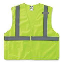 Ergodyne GloWear 8215BA-S Single Size Class 2 Economy Breakaway Mesh Vest, Polyester, Small, Lime