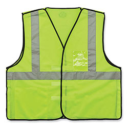 Ergodyne GloWear 8216BA Class 2 Breakaway Mesh ID Holder Vest, Polyester, 2X-Large/3X-Large, Lime