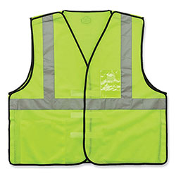 Ergodyne GloWear 8216BA Class 2 Breakaway Mesh ID Holder Vest, Polyester, 4X-Large/5X-Large, Lime