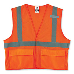 Ergodyne GloWear 8220HL Class 2 Standard Mesh Hook and Loop Vest, Polyester, 4X-Large/5X-Large, Orange
