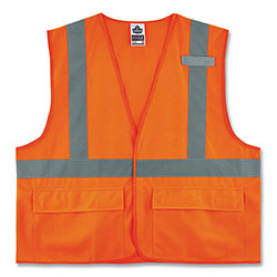 Ergodyne GloWear 8225HL Class 2 Standard Solid Hook and Loop Vest, Polyester, Orange, Small/Medium