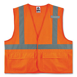 Ergodyne GloWear 8225HL Class 2 Standard Solid Hook and Loop Vest, Polyester, Orange, 2X-Large/3X-Large
