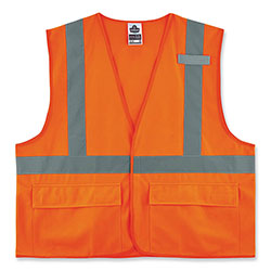 Ergodyne GloWear 8225HL Class 2 Standard Solid Hook and Loop Vest, Polyester, Orange, 4X-Large/5X-Large
