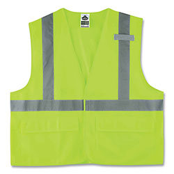Ergodyne GloWear 8225HL Class 2 Standard Solid Hook and Loop Vest, Polyester, Lime, Small/Medium