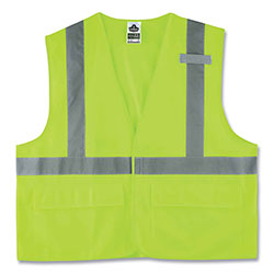 Ergodyne GloWear 8225HL Class 2 Standard Solid Hook and Loop Vest, Polyester, Lime, 2X-Large/3X-Large