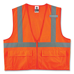 Ergodyne GloWear 8225Z Class 2 Standard Solid Vest, Polyester, Orange, Small/Medium