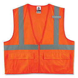 Ergodyne GloWear 8225Z Class 2 Standard Solid Vest, Polyester, Orange, 4X-Large/5X-Large
