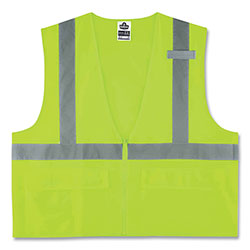 Ergodyne GloWear 8225Z Class 2 Standard Solid Vest, Polyester, Lime, Large/X-Large
