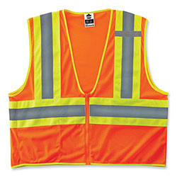 Ergodyne GloWear 8229Z Class 2 Economy Two-Tone Zipper Vest, Polyester, X-Small, Orange