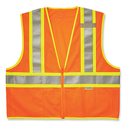 Ergodyne GloWear 8230Z Class 2 Two-Tone Mesh Zipper Vest, Polyester, Small/Medium, Orange