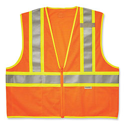 Ergodyne GloWear 8230Z Class 2 Two-Tone Mesh Zipper Vest, Polyester, Large/X-Large, Orange