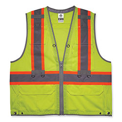 Ergodyne GloWear 8231TV Class 2 Hi-Vis Tool Tethering Safety Vest, Polyester, Small/Medium, Lime