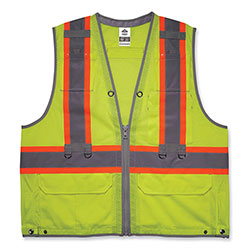 Ergodyne GloWear 8231TV Class 2 Hi-Vis Tool Tethering Safety Vest, Polyester, 2X-Large/3X-Large, Lime