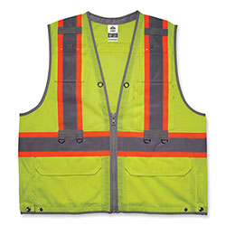 Ergodyne GloWear 8231TVK Class 2 Hi-Vis Tool Tethering Safety Vest Kit, Polyester, Small/Medium, Lime