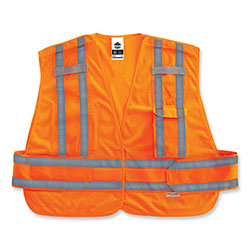 Ergodyne GloWear 8244PSV Class 2 Expandable Public Safety Hook and Loop Vest, Polyester, Med/Large, Orange