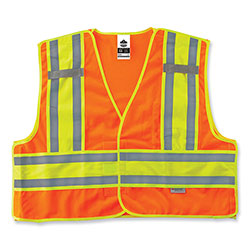 Ergodyne GloWear 8245PSV Class 2 Public Safety Vest, Polyester, Small/Medium, Orange