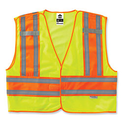 Ergodyne GloWear 8245PSV Class 2 Public Safety Vest, Polyester, Small/Medium, Lime