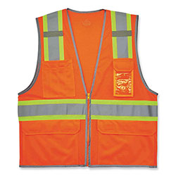 Ergodyne GloWear 8246Z Class 2 Two-Tone Mesh Reflective Binding Zipper Vest, Polyester, Small/Med, Orange