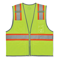 Ergodyne GloWear 8246Z-S Single Size Class 2 Two-Tone Mesh Vest, Polyester, Small, Lime
