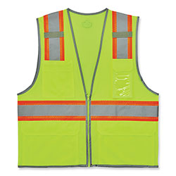 Ergodyne GloWear 8246Z-S Single Size Class 2 Two-Tone Mesh Vest, Polyester, Large, Lime