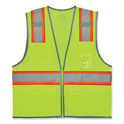 Ergodyne GloWear 8246Z-S Single Size Class 2 Two-Tone Mesh Vest, Polyester, 2X-Large, Lime