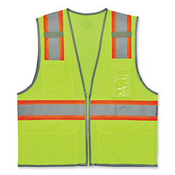 Ergodyne GloWear 8246Z-S Single Size Class 2 Two-Tone Mesh Vest, Polyester, 4X-Large, Lime