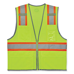 Ergodyne GloWear 8246Z-S Single Size Class 2 Two-Tone Mesh Vest, Polyester, 5X-Large, Lime