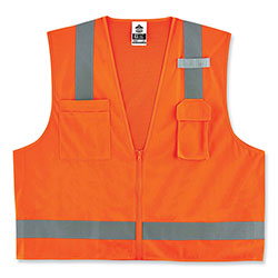 Ergodyne GloWear 8249Z Class 2 Economy Surveyors Zipper Vest, Polyester, Small/Medium, Orange