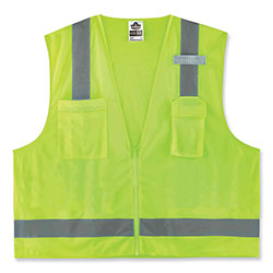 Ergodyne GloWear 8249Z Class 2 Economy Surveyors Zipper Vest, Polyester, 2X-Large/3X-Large, Lime