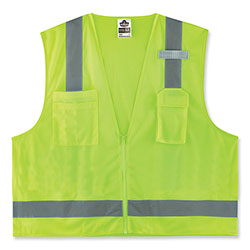 Ergodyne GloWear 8249Z-S Single Size Class 2 Economy Surveyors Zipper Vest, Polyester, Small, Lime