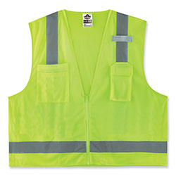 Ergodyne GloWear 8249Z-S Single Size Class 2 Economy Surveyors Zipper Vest, Polyester, X-Large, Lime