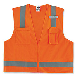 Ergodyne GloWear 8249Z-S Single Size Class 2 Economy Surveyors Zipper Vest, Polyester, 2X-Large, Orange