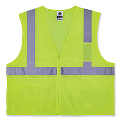 Ergodyne GloWear 8256Z Class 2 Self-Extinguishing Zipper Vest, Polyester, Small/Medium, Lime