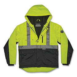 Ergodyne GloWear 8275 Class 2 Heavy-Duty Hi-Vis Workwear Sherpa Jacket, 4X-Large, Lime