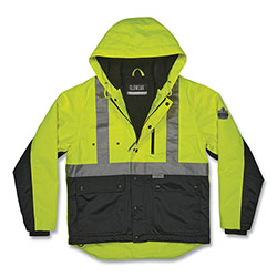 Ergodyne GloWear 8275 Class 2 Heavy-Duty Hi-Vis Workwear Sherpa Lined Jacket, Medium, Lime