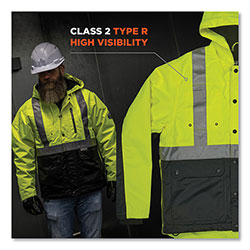 Ergodyne GloWear 8275 Class 2 Heavy-Duty Hi-Vis Workwear Sherpa Lined Jacket, 3X-Large, Lime