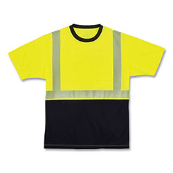 Ergodyne GloWear 8280BK Class 2 Performance T-Shirt with Black Bottom, Polyester, Small, Lime