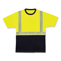 Ergodyne GloWear 8280BK Class 2 Performance T-Shirt with Black Bottom, Polyester, 2X-Large, Lime