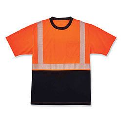 Ergodyne GloWear 8280BK Class 2 Performance T-Shirt with Black Bottom, Polyester, Small, Orange