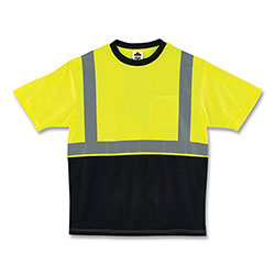 Ergodyne GloWear 8289BK Class 2 Hi-Vis T-Shirt with Black Bottom, Small, Lime