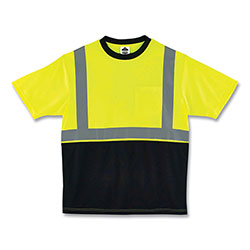 Ergodyne GloWear 8289BK Class 2 Hi-Vis T-Shirt with Black Bottom, Medium, Lime