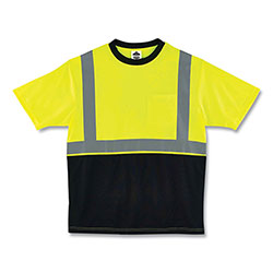 Ergodyne GloWear 8289BK Class 2 Hi-Vis T-Shirt with Black Bottom, 3X-Large, Lime